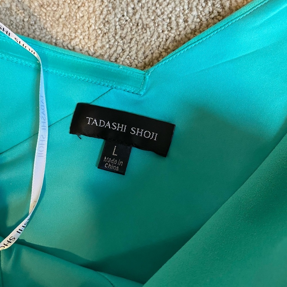 NWT Tadashi Shoji Geraldine one shoulder maxi dress Jasmine green gown - Picture 9 of 11